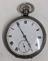 An early 20th century silver open faced keyless wound pocket watch Location: