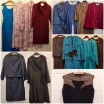A quantity of 1970's and later ladies clothing to include a California pink and grey chiffon dress