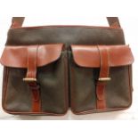 Mulberry-A late 20th Century Scotchgrain and brown leather satchel, manufactured pre serial discs,