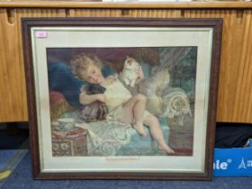 Original Pears print, dated 1903 'Playmates' by E Murvier, framed and glazed by Messrs A & F Pears