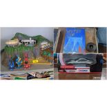 A Gerry Anderson toy model of the Thunderbirds Tracy Island with Thunderbird 1 & 3 and a figure (not