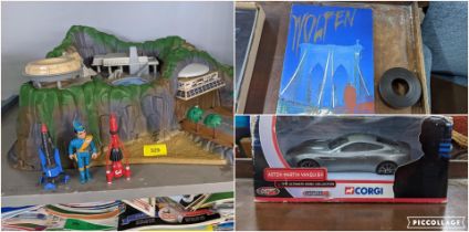 A Gerry Anderson toy model of the Thunderbirds Tracy Island with Thunderbird 1 & 3 and a figure (not