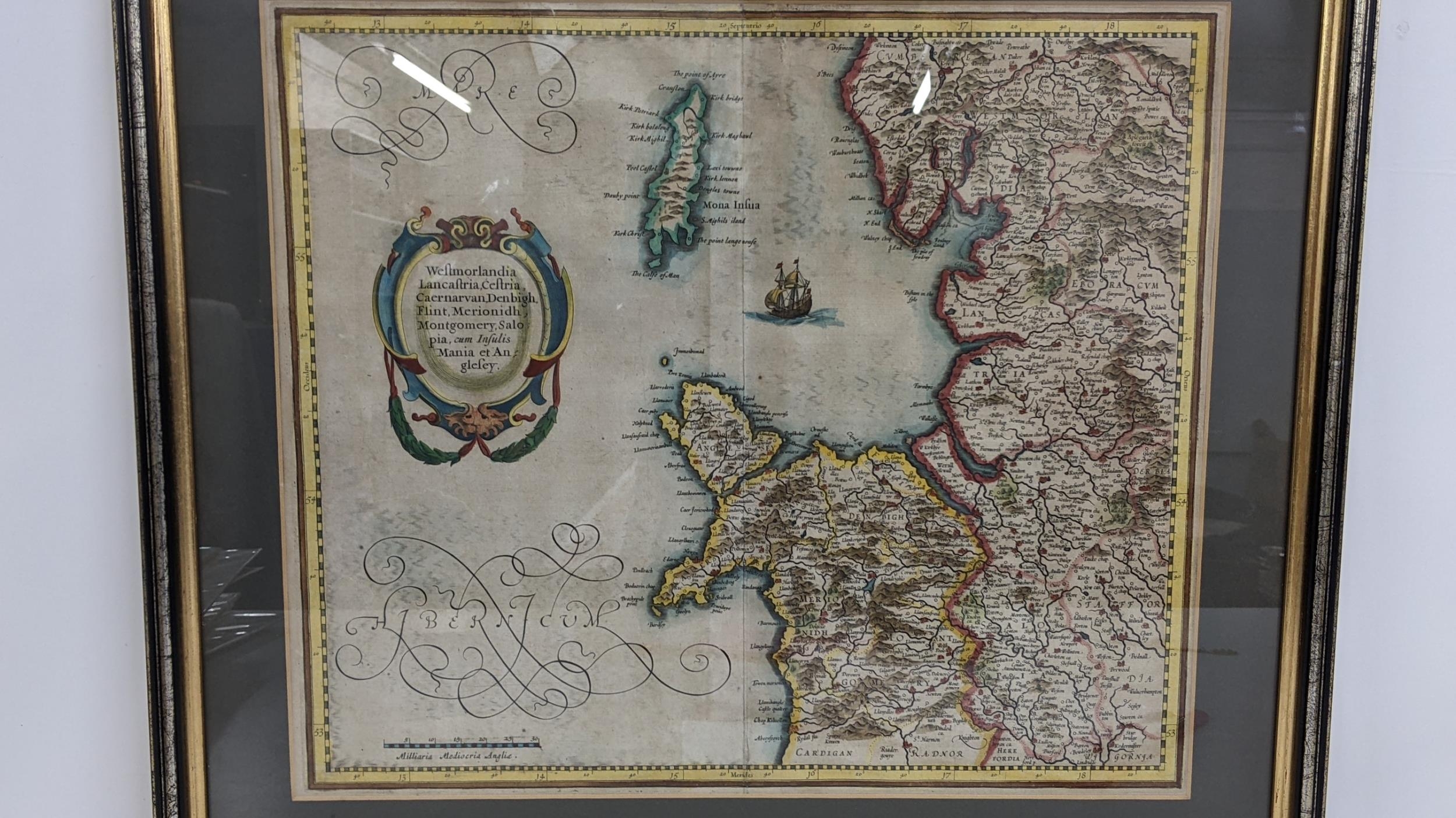 A 17th century framed map of Westmorland Location: - Image 2 of 2