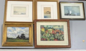 mixed framed paintings to include Dorothy E Walker - oil on board depicting a country landscape