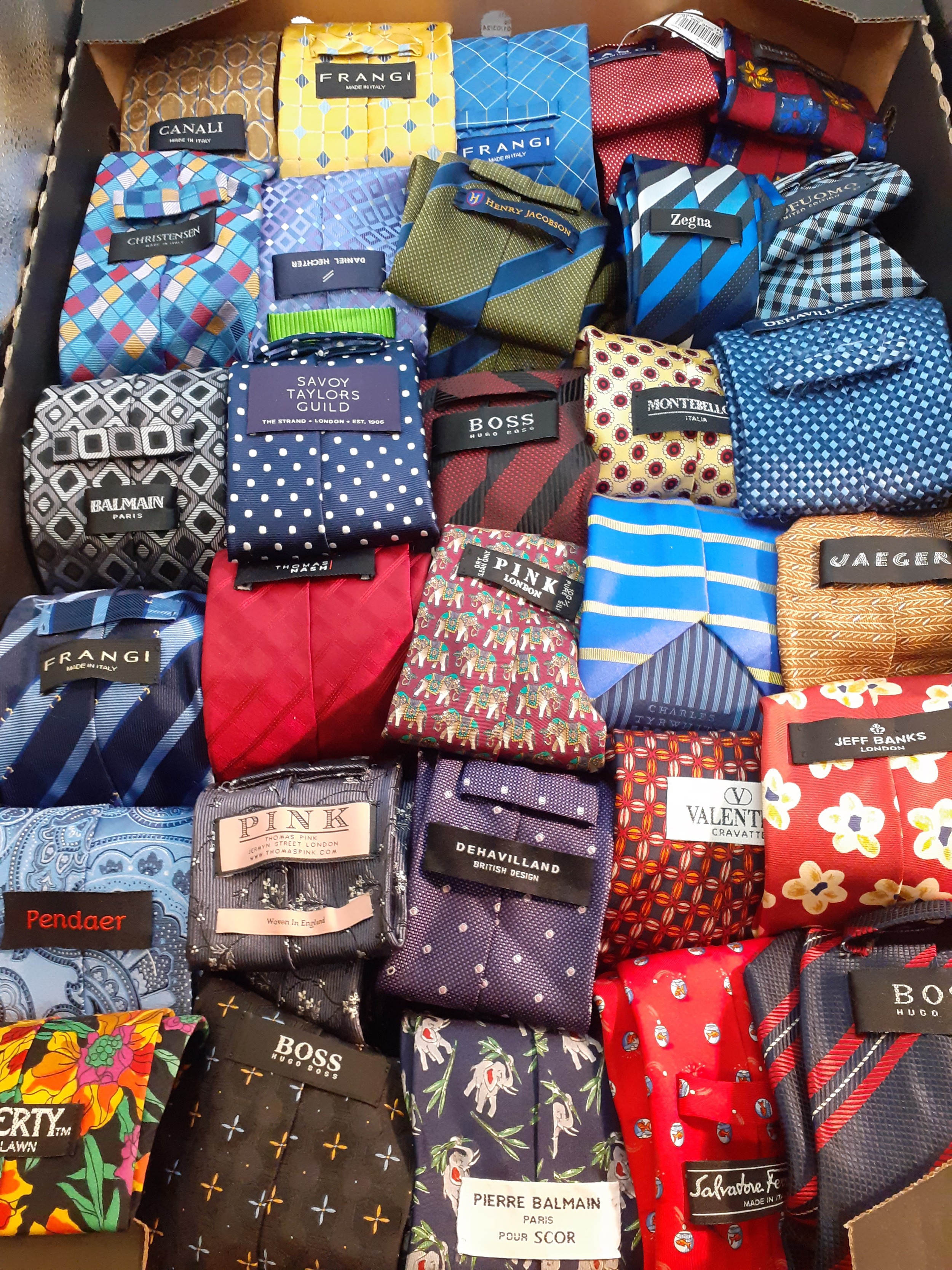 A quantity of 30 gents neck ties to include the designers Liberty Tana Lawn, 2x Hugo Boss, Pierre