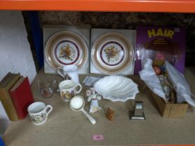 A mixed lot to include an early boxed Pelham puppet of a girl type LS, commemorative china, coloured