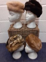 A quantity of 12 vintage faux fur hats, mainly 1950's and 1960's to include Jacoll, Aage Thaarup and