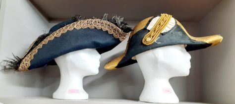 A S.Patey (London) Ltd replica naval cocked hat made in the traditional way together with a black