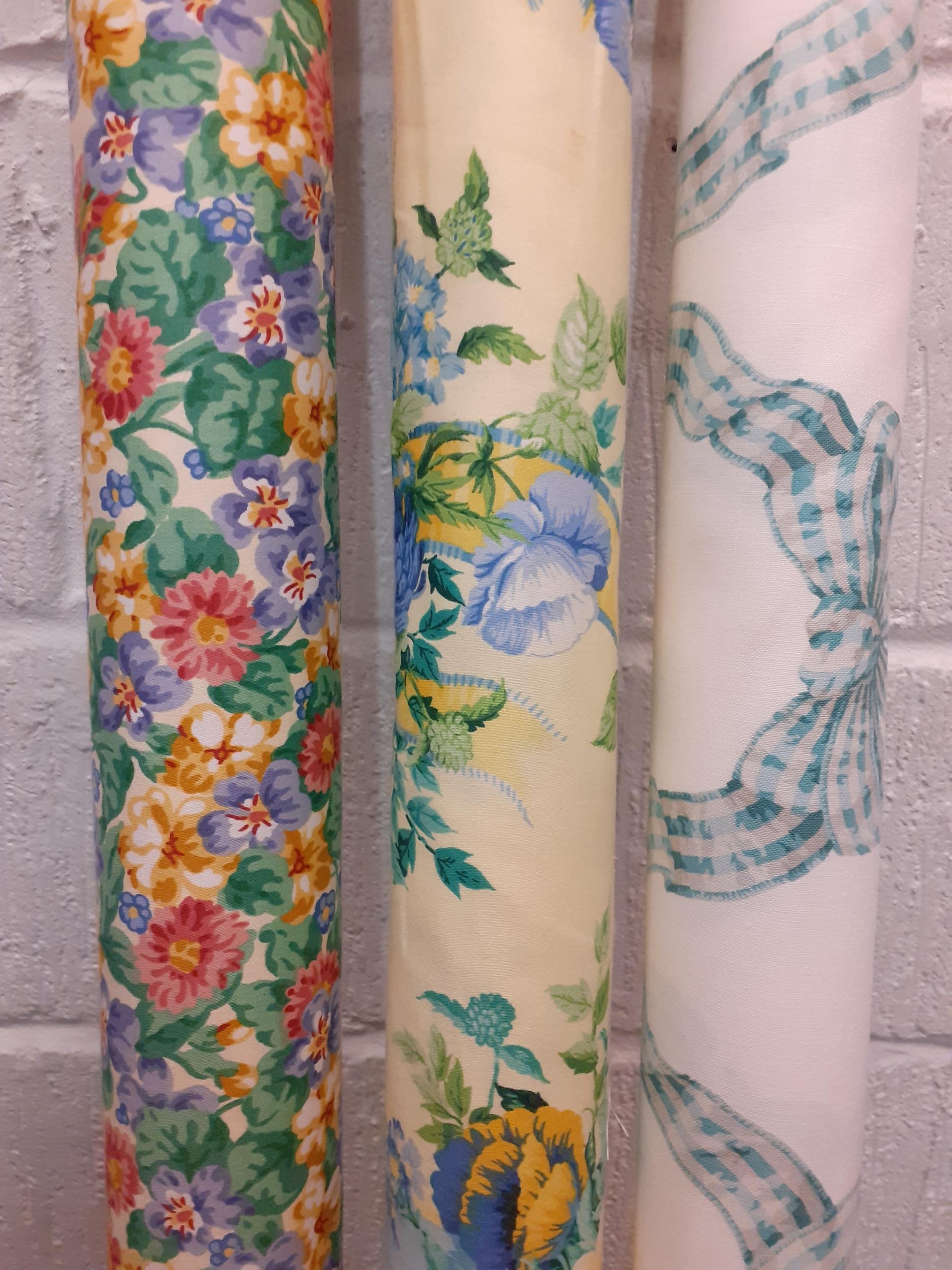 Three bolts of late 20th Century fabric to include 1994 Arthur Sanderson wildflower design, 1987
