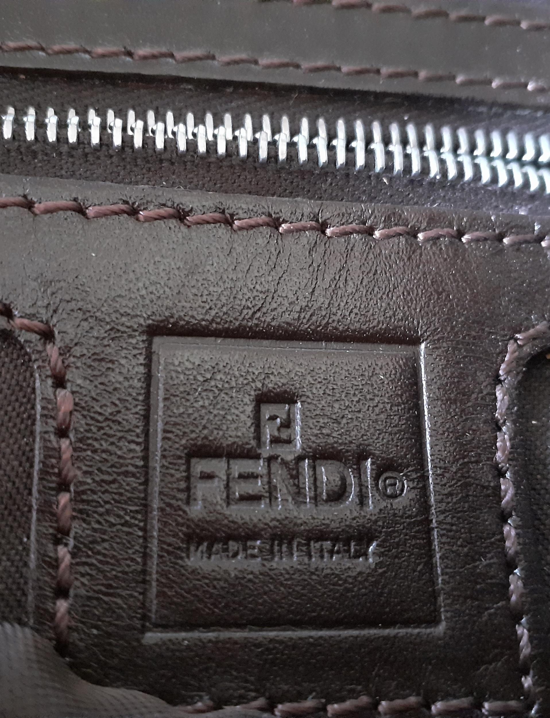 Fendi-A 1990's/2000's Zucca Baguette shoulder bag in brown leather with silver tone hardware and - Image 7 of 8