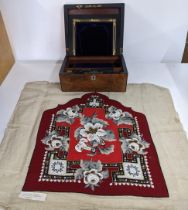 A Victorian walnut writing slope A/F, and a Victorian beadwork pole screen panel Location: 2.2