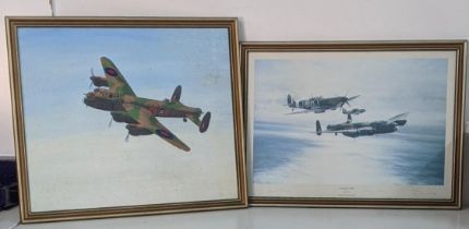 A Robert Taylor 'Memorial Flight' framed and glazed print together with an oil on board entitled '