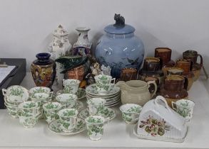 Mixed ceramics to include eight Doulton Lambeth two tone salt glazed jugs, together with a 19th