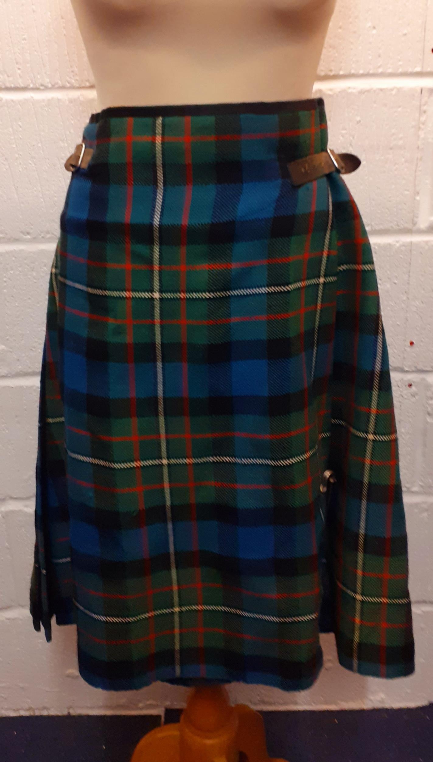 A 1950's Meyer & Mortimer Ltd gents Ferguson kilt made for a Captain R.F. Minette-James, 34"