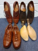 Three pairs of men's shoes to include a pair of Lotus brown 'Town' shoes, a pair of brown suede '