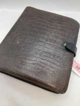 Mulberry-A 1990's brown faux snakeskin filofax 9" x 7.5" with contents. Location:R2.2