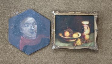 Two oil on boards to include Feyer - oil on board still life and an oil on board depicting Othello