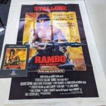 A Rambo First Blood Part 2 original USA film poster, folded with film brochure and campaign book