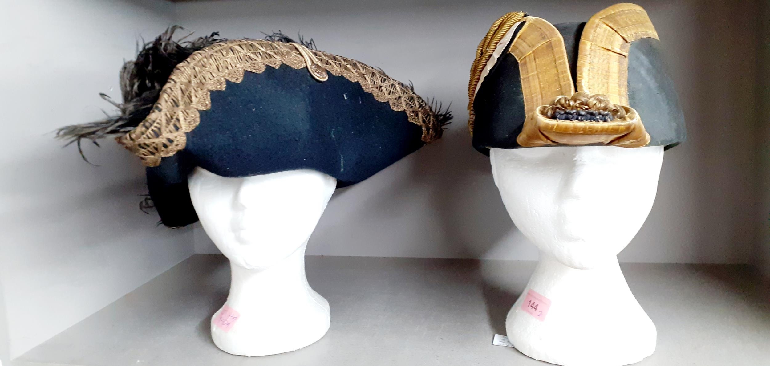 A S.Patey (London) Ltd replica naval cocked hat made in the traditional way together with a black - Image 3 of 4