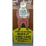 A late 20th century 'Eugene Thomas Garage' enamel advertising sign, 91cm x 44cm Location:A4B