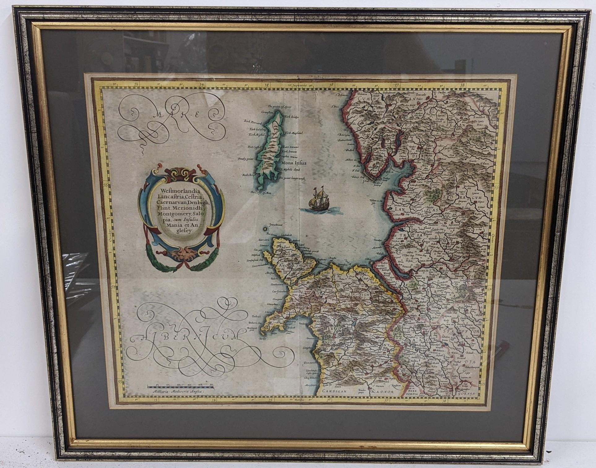 A 17th century framed map of Westmorland Location: