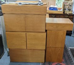 A mid 20th century Tapley teak Ladderax style wall unit Location: