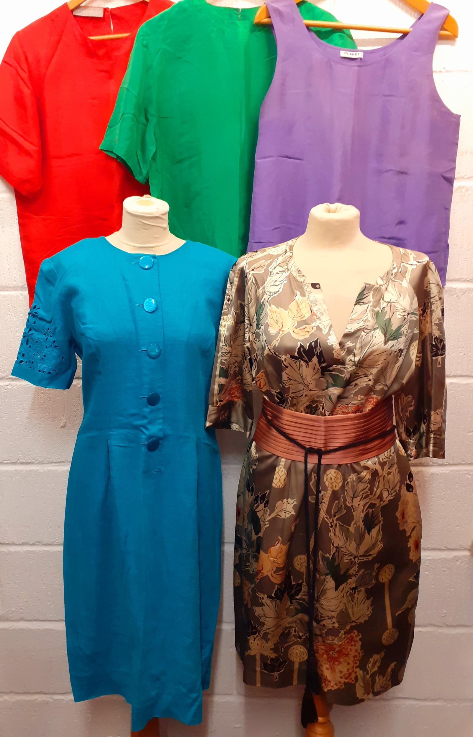 Mixed ladies clothing to include a Liz Claiborne turquoise linen dress UK size 14, a Hoss Oriental - Image 2 of 7