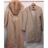 Escada, Marccain & Max Mara-A lightweight beige cashmere mix Escada coat with fox fur collar, approx