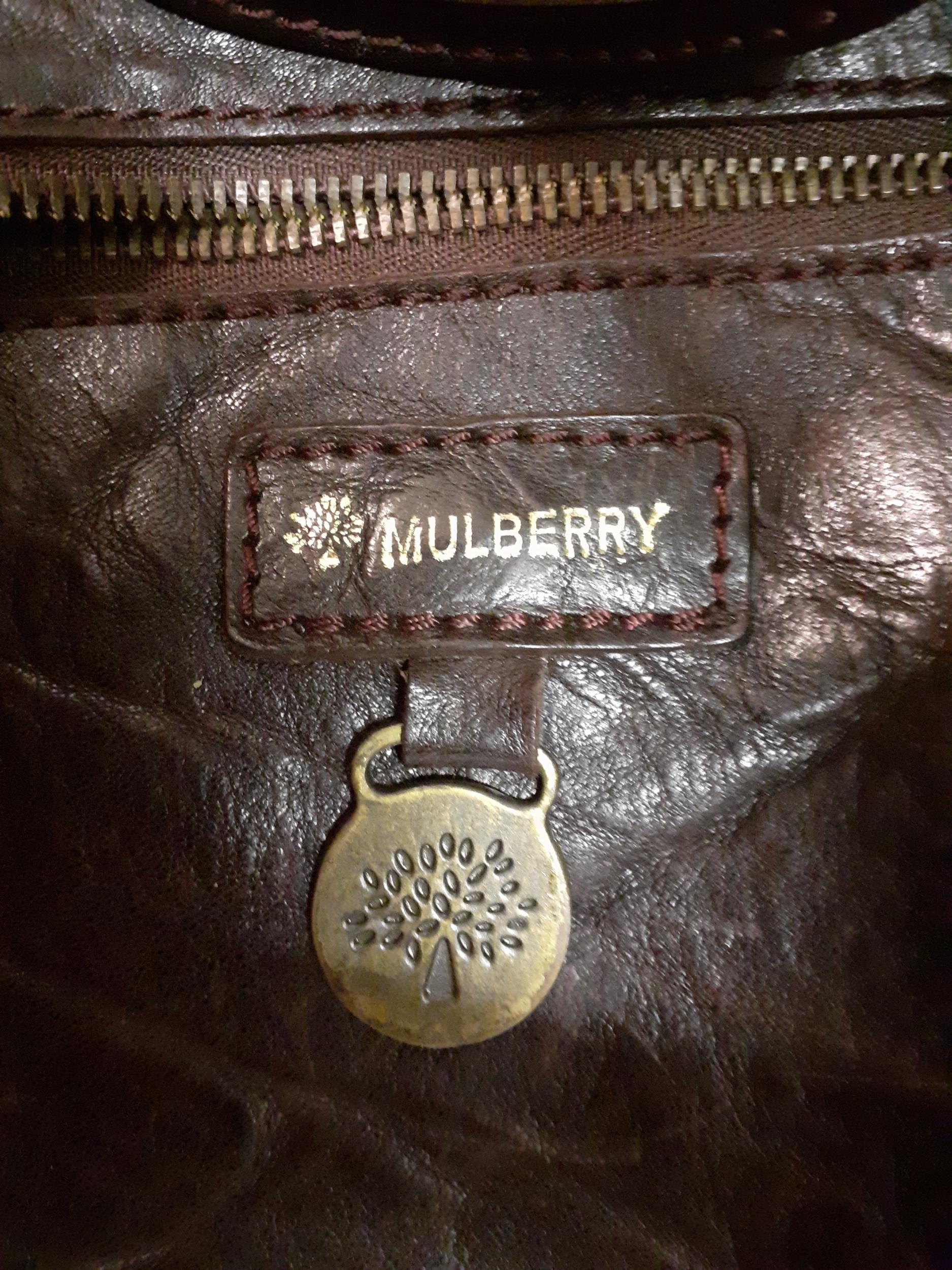 Mulberry-An early 2000's dark brown textured leather 'Annie' shoulder bag having brushed gold tone - Image 8 of 8