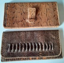 Two vintage snakeskin clutch bags, both measuring 12"x 6". Location:R2.3