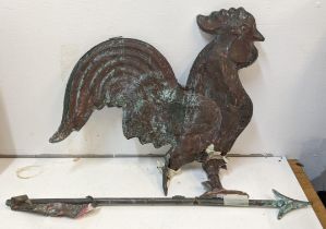 A copper weather vane A/F and a brass model of a bird A/F Location: 7.1