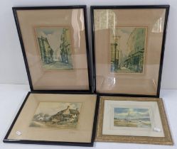 A Denis Pannett print, together with three George Downie engravings Location: