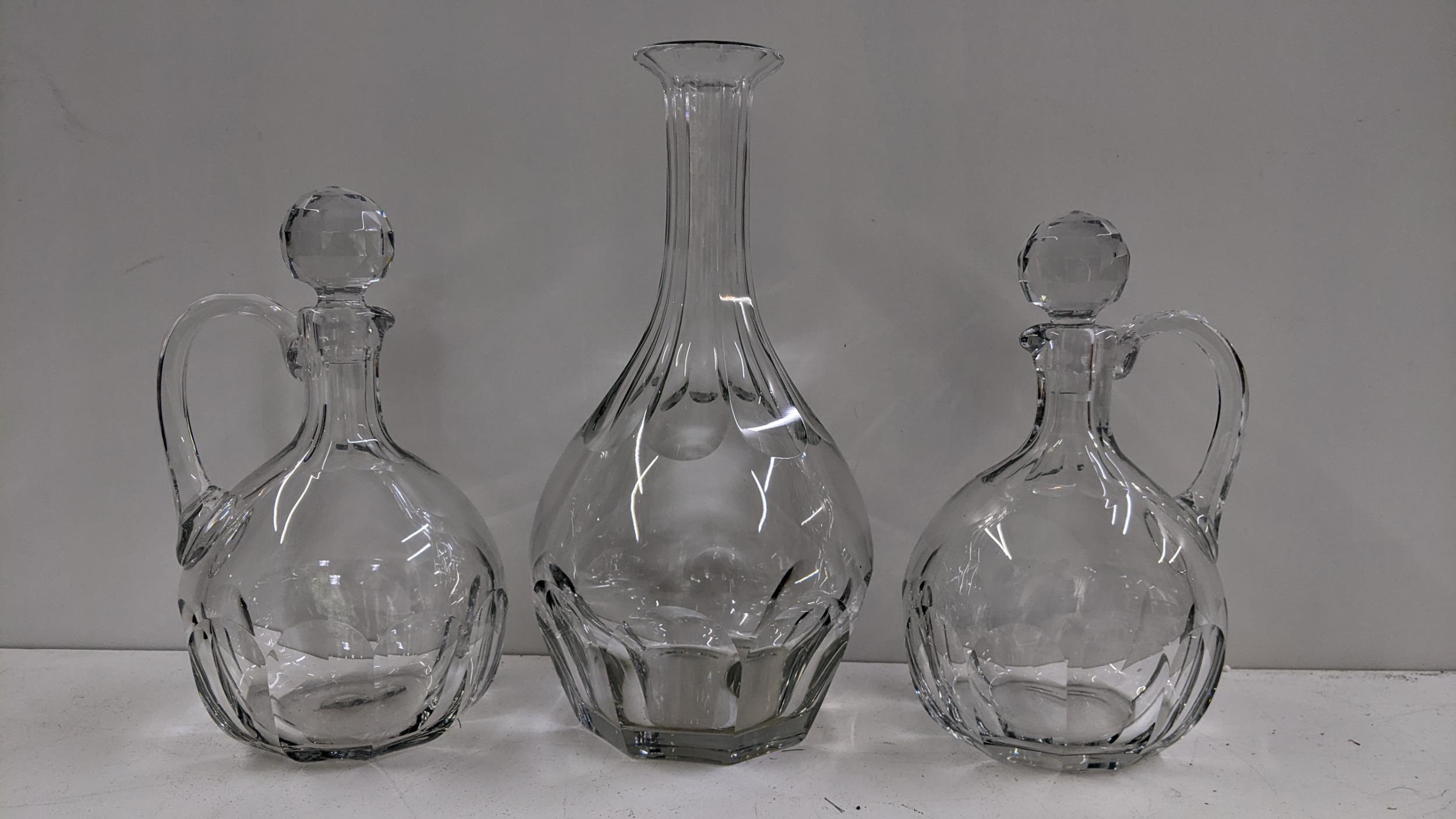 Three Baccarat glass decanters including one with a tall reeded neck 35.5cm h, and a pair with - Bild 2 aus 2