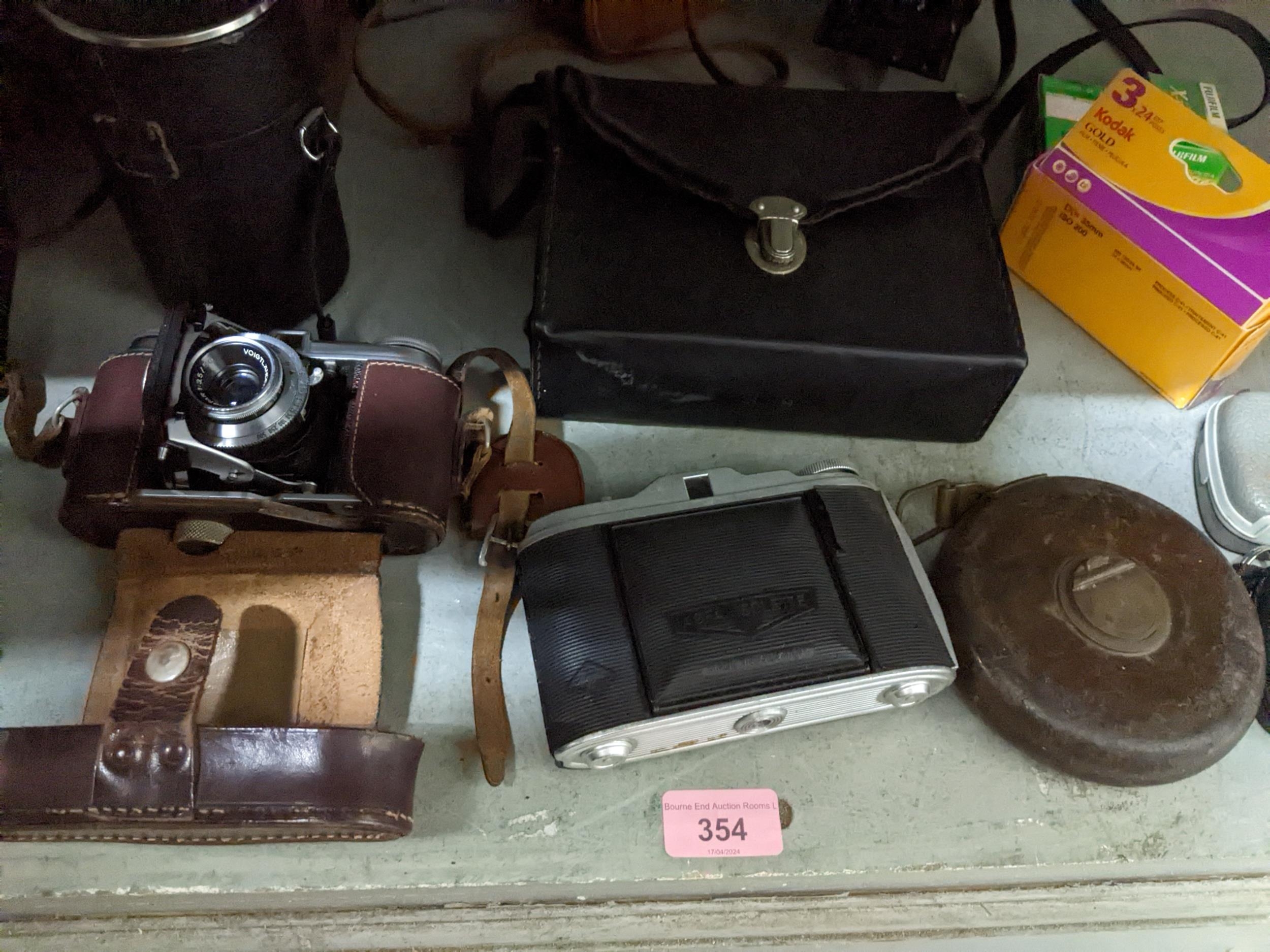 A selection of vintage wooden woodworking planes, and camera equipment to include a Zeiss Ikon - Image 2 of 3