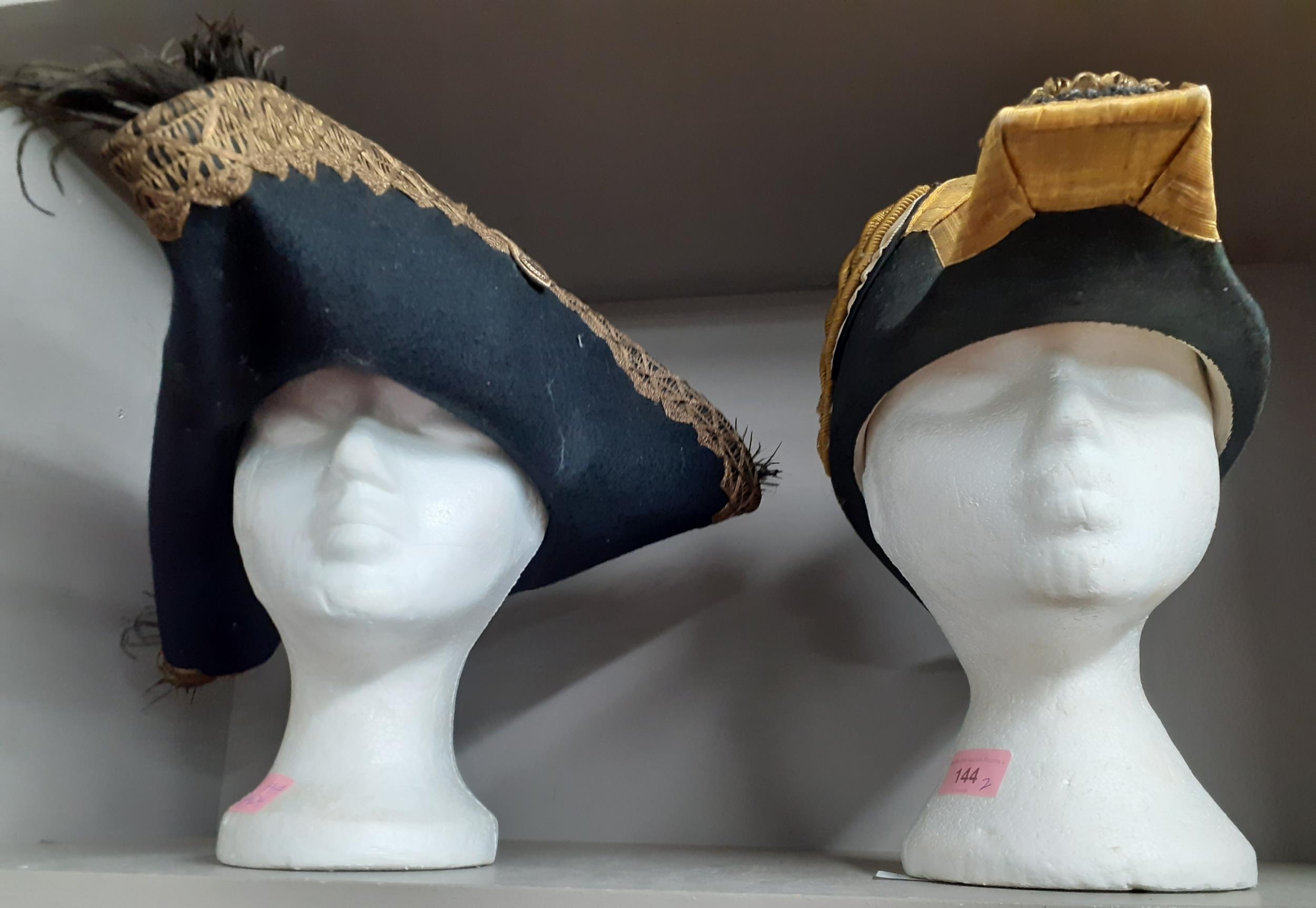 A S.Patey (London) Ltd replica naval cocked hat made in the traditional way together with a black - Image 2 of 4