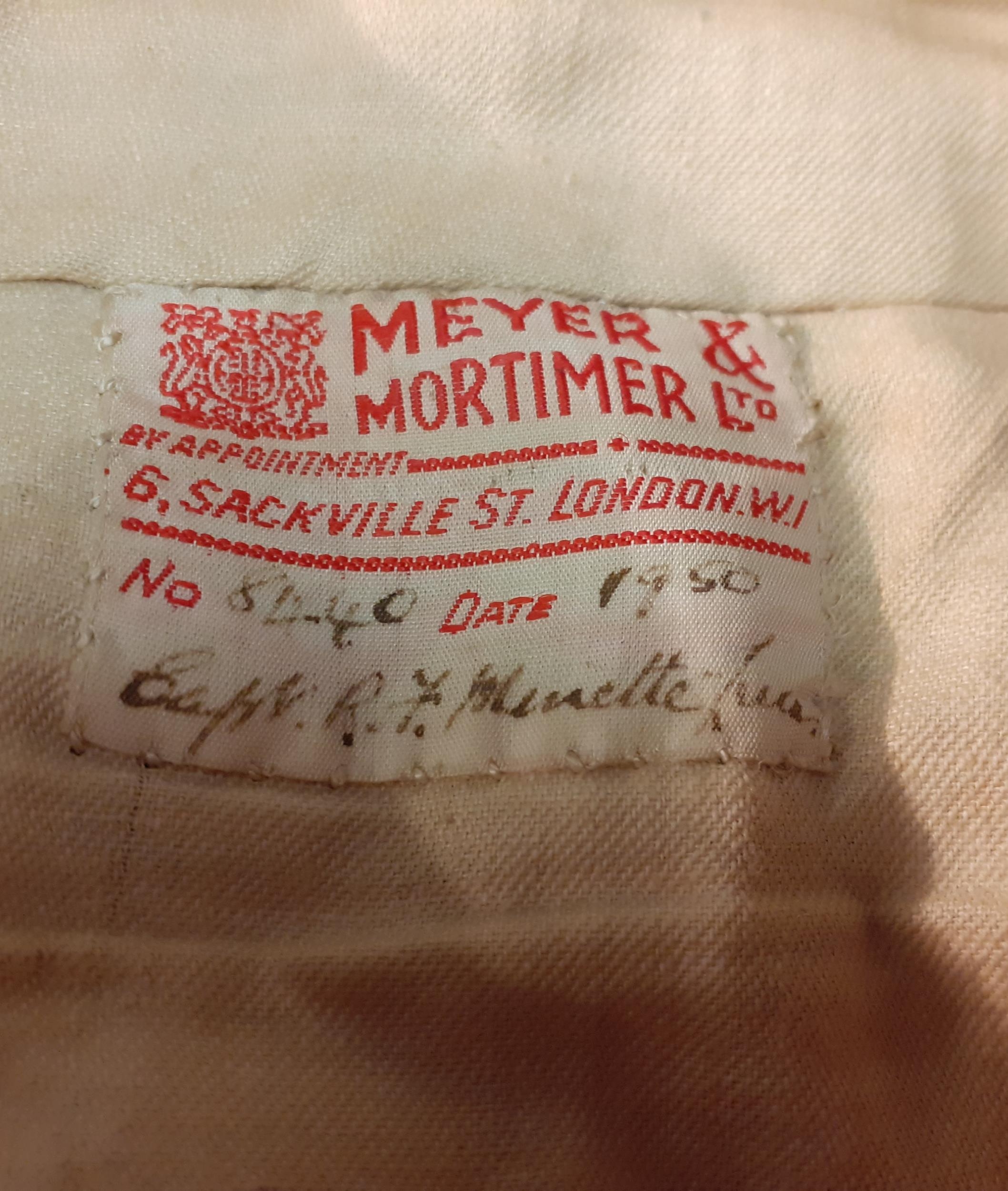 A 1950's Meyer & Mortimer Ltd gents Ferguson kilt made for a Captain R.F. Minette-James, 34" - Image 3 of 4