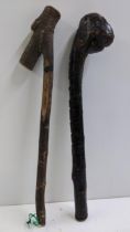 Two late 19th/early 20th century Irish Shillelagh sticks Location: