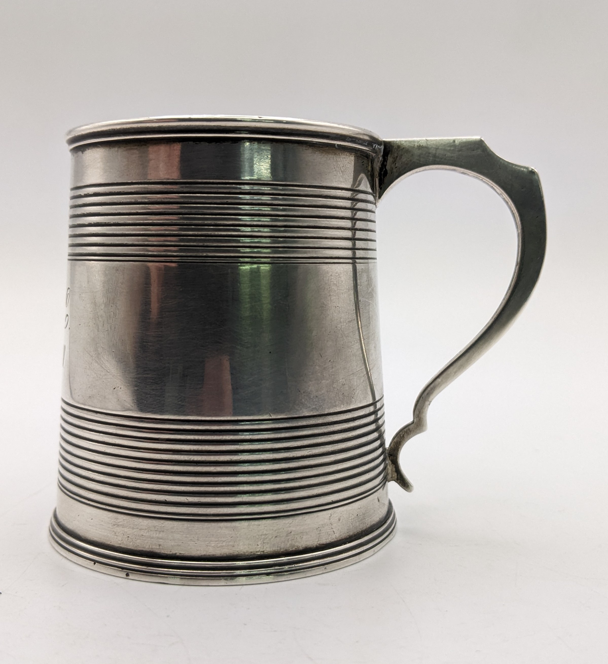 A George IV silver christening mug, dated, initials engraved to front between two bands of - Image 2 of 10