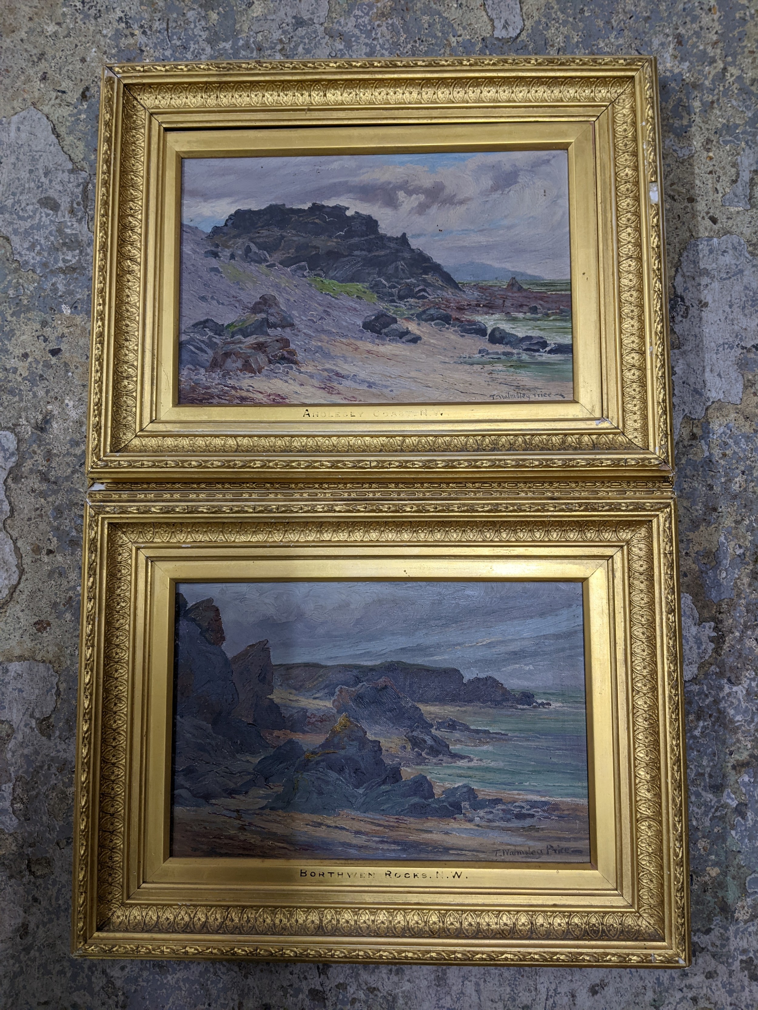 Thomas Walmsley Price (1855-1933) - Borthwen Rocks NW/Anglesey Coast NW, pair of Welsh coastal