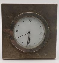 A Carr's of Sheffield Ltd silver faced desk clock hallmarked Sheffield 2003 Location: