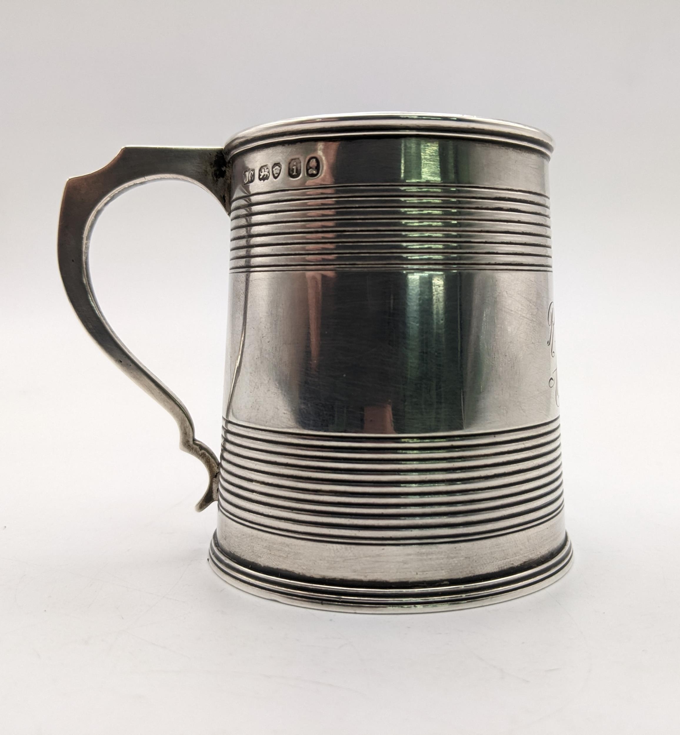 A George IV silver christening mug, dated, initials engraved to front between two bands of - Image 7 of 10