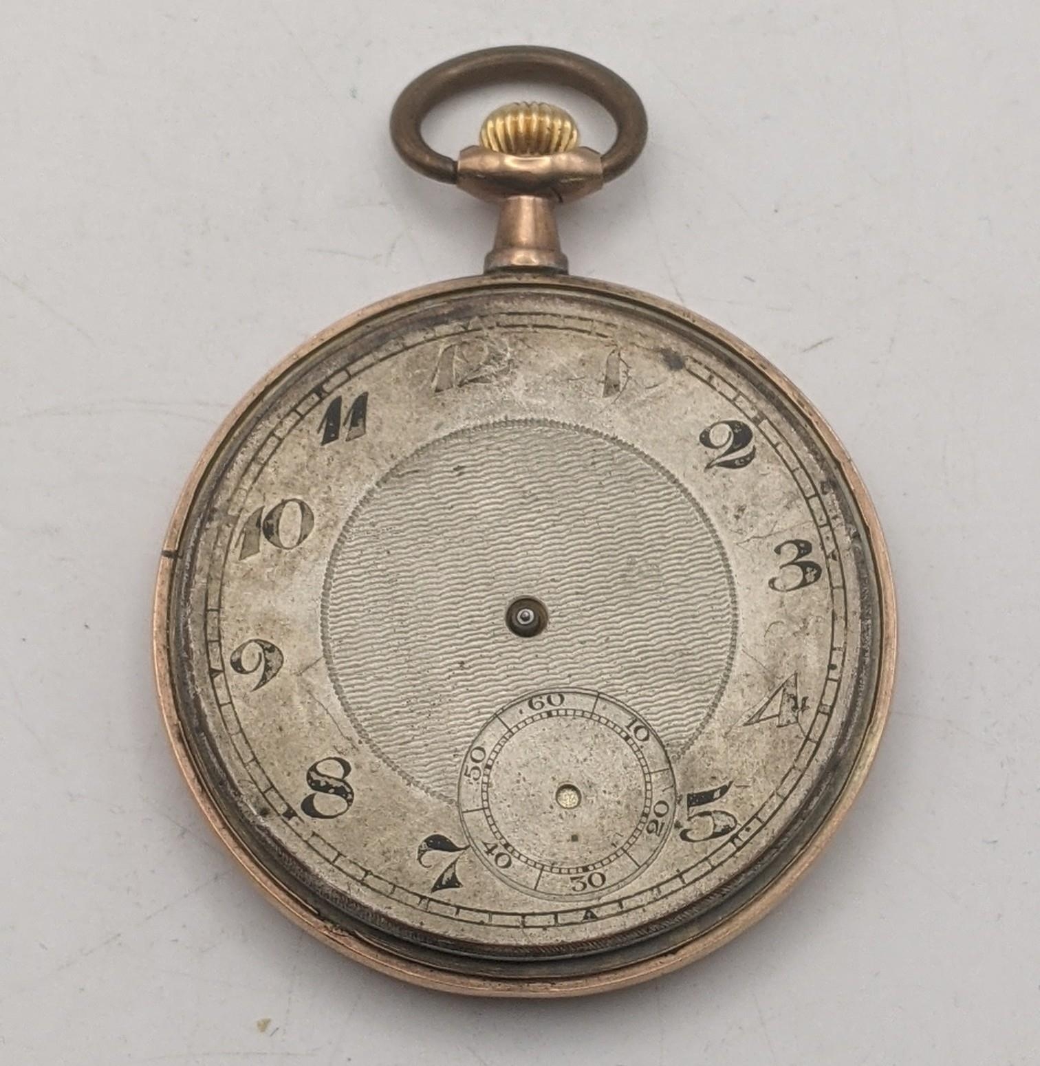 An early 20th century rose gold faced pocket watch tested as 8ct gold, total weight 48.2g Location: