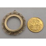 A gold coin tested as 9ct gold, together with 9ct gold pendant mount, total weight 11.3g Location: