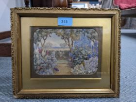Beatrice Parsons - a cottage garden, watercolour, signed, 12cm x 18cm, framed and glazed Location: