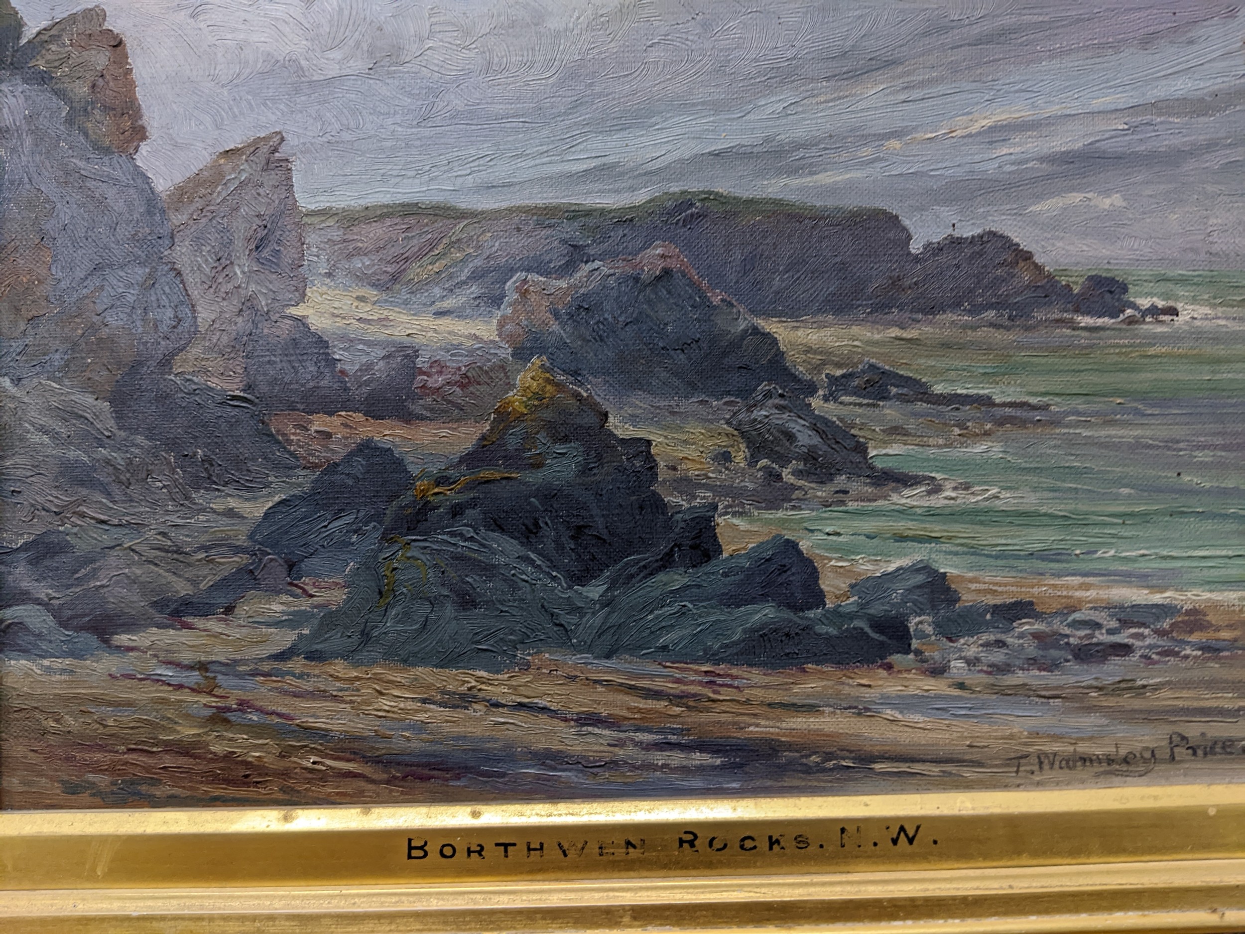 Thomas Walmsley Price (1855-1933) - Borthwen Rocks NW/Anglesey Coast NW, pair of Welsh coastal - Image 4 of 15
