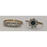 Two 9ct gold rings, both set with paste stones, total weight 3.5g Location: