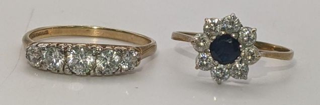 Two 9ct gold rings, both set with paste stones, total weight 3.5g Location: