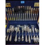 A Viners wooden cased canteen of cutlery, setting for 8 people, 100 pieces Location: