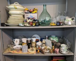 A mixed lot to include ceramics, glassware, china, model vehicles and other items Location: