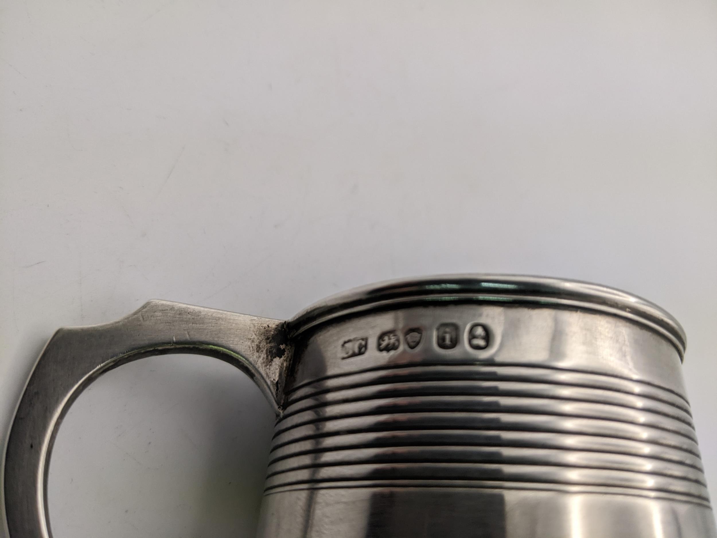 A George IV silver christening mug, dated, initials engraved to front between two bands of - Image 10 of 10